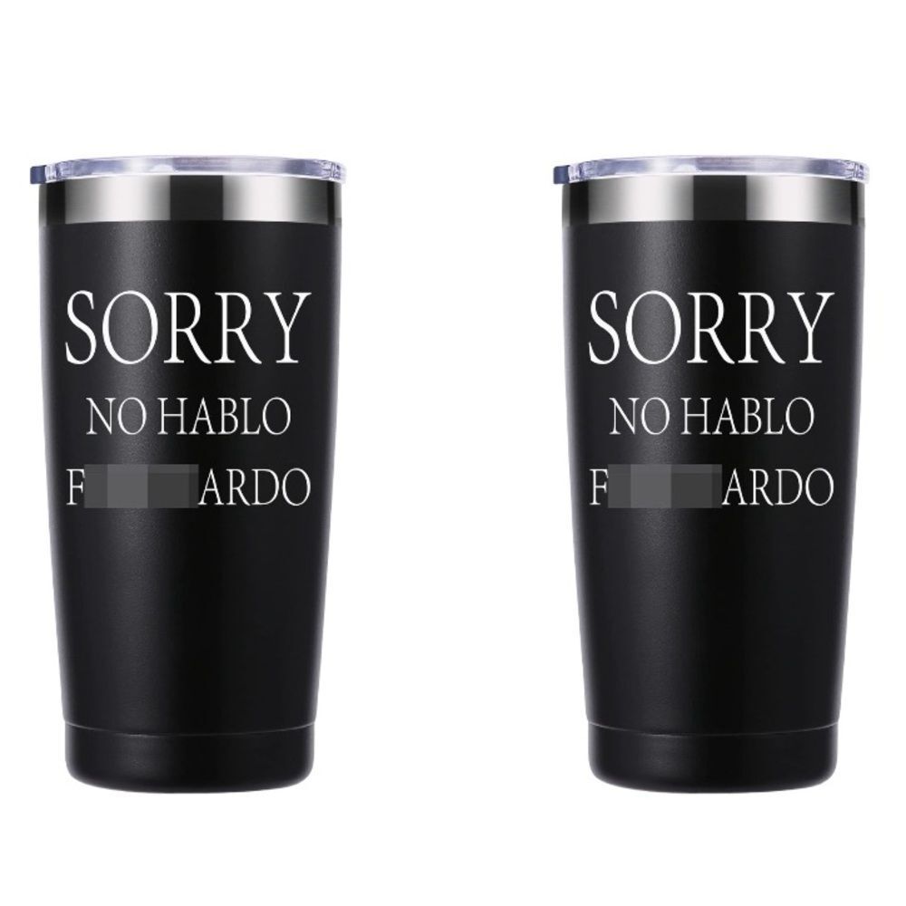 Tumbler Black Funny Men Gifts 2 No Hablo 20 oz Cup Stainless Steel Funny S